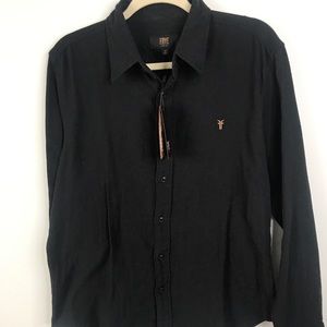 Frye Shirt Jet Black Button Down Jones Classic $98